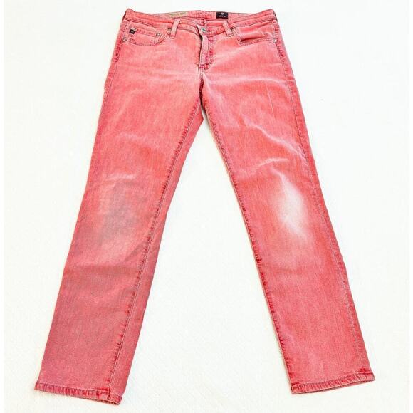AG The Stevie Ankle Slim Straight Ankle Pink Colored Denim Jeans Size 30 - Picture 2 of 7
